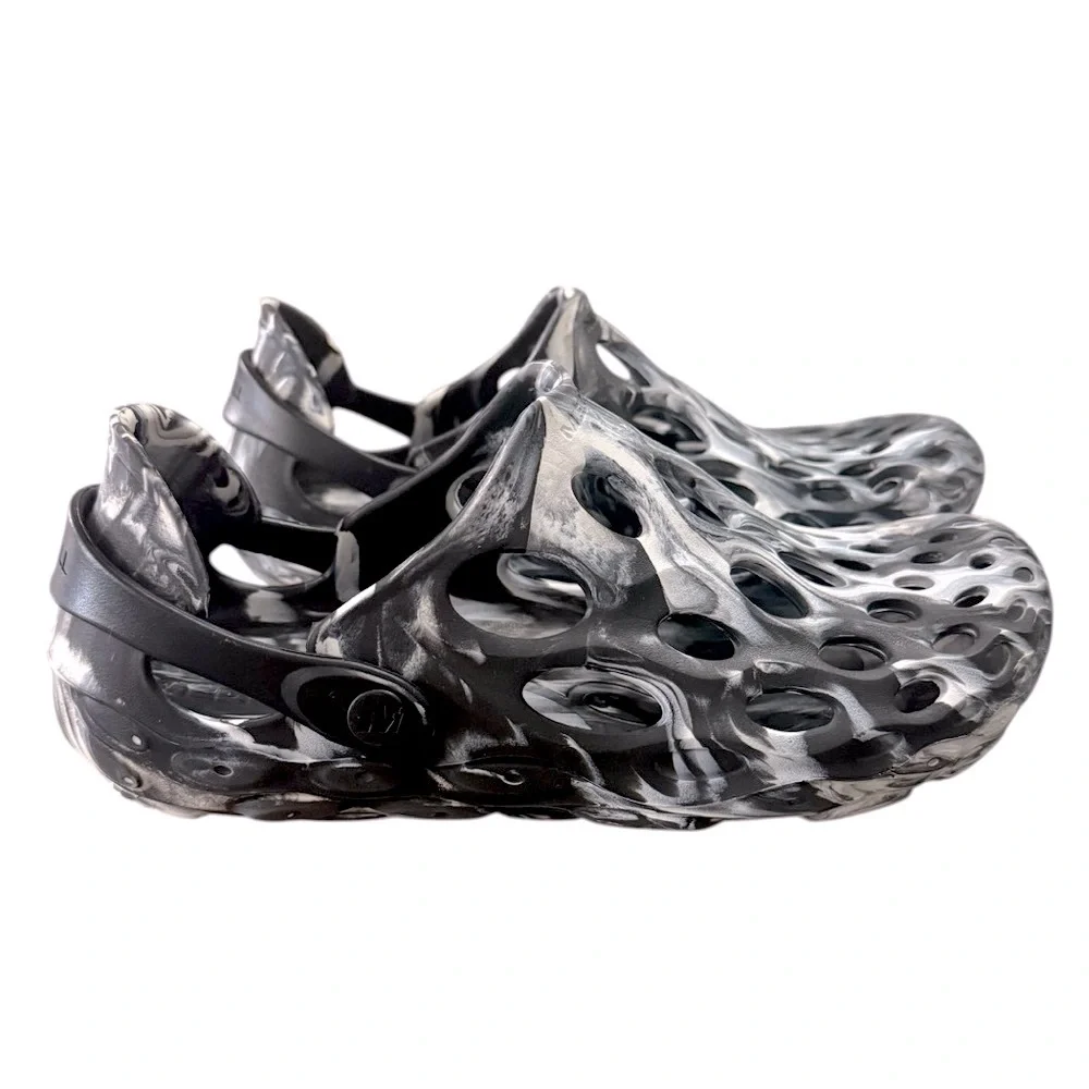 Merrell Hydro Moc Black White Marbled Slip On Water Shoe Heel Strap Size 8